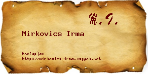Mirkovics Irma névjegykártya